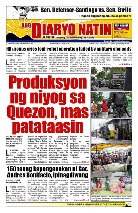 STRAIGHT NEWS EXAMPLE IN FILIPINO .